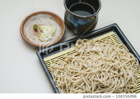 Mori Soba with condiments and mentsuyu Mori Soba with condiments and mentsuyu 108356996