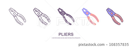 Steel nippers tool icon. Cutting pliers, pincers, isolated on white background. Vector illustration 108357835