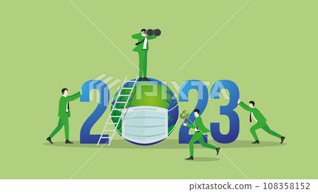 ESG and green business policy concept. Teamwork of green vision businessman in the year 2023 ESG and green business policy concept. Teamwork of green vision businessman in the year 2023 108358152