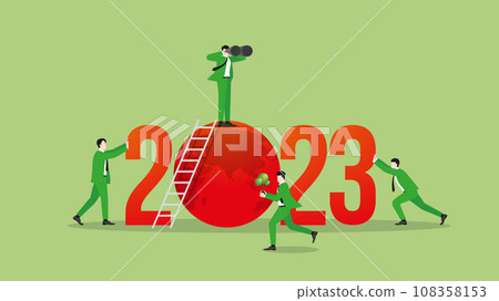 ESG and green business policy concept. Teamwork of green vision businessman in the year 2023 ESG and green business policy concept. Teamwork of green vision businessman in the year 2023 108358153