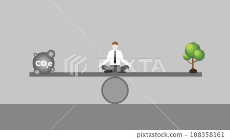 Balance of tree and pollution on seesaw beam. ESG and green business policy concept of net zero emission Balance of tree and pollution on seesaw beam. ESG and green business policy concept of net zero emission 108358161
