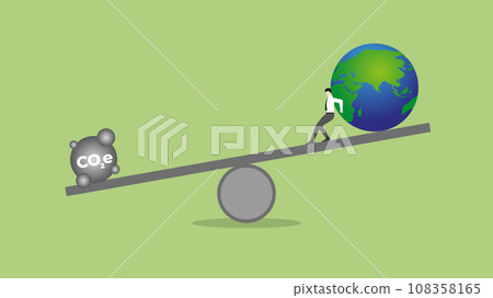 Balance of earth and pollution. ESG and green business policy concept of net zero emission, carbon footprint 108358165