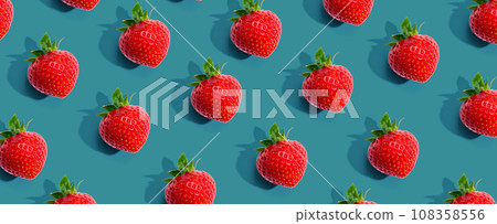 Fresh red strawberries overhead view 108358556
