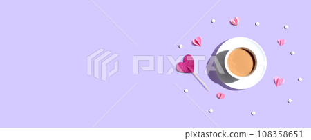 A cup of coffee with hearts A cup of coffee with hearts 108358651