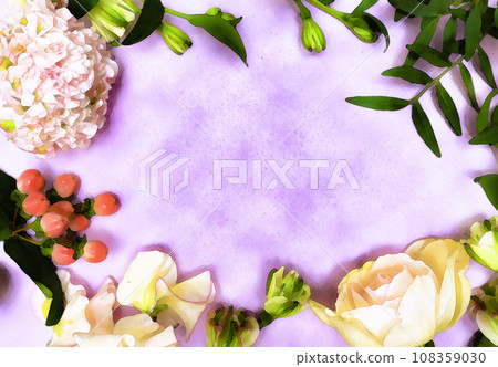Watercolor style spring flower frame purple Watercolor style spring flower frame purple 108359030
