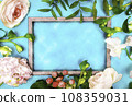 Watercolor style spring flower frame blue 108359031