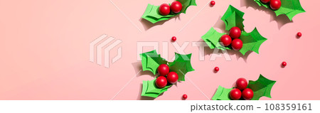 Christmas holly berries - Paper craft Christmas holly berries - Paper craft 108359161
