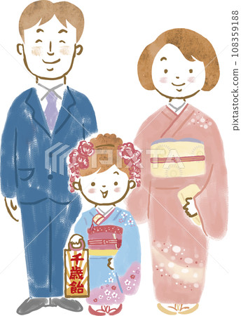 一家人為 7 歲的孩子慶祝七五三 108359188