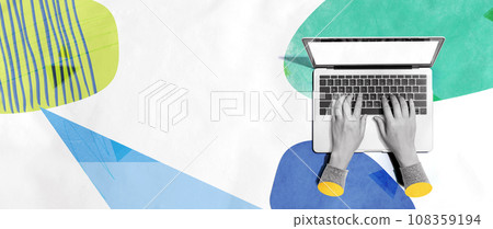 Person using a laptop computer - Photo collage Person using a laptop computer - Photo collage 108359194