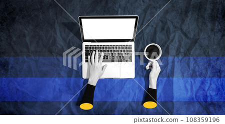 Person using a laptop computer Person using a laptop computer 108359196