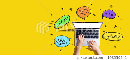 Speech bubbles and a laptop 108359241