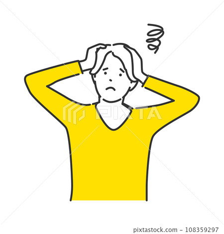 看起來憂心忡忡、思考的休閒男子的圖像插圖 看起來憂心忡忡、思考的休閒男子的圖像插圖 108359297