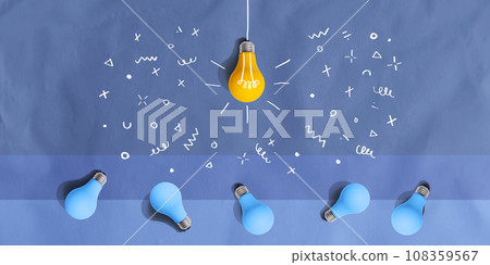One out unique idea light bulb concept One out unique idea light bulb concept 108359567