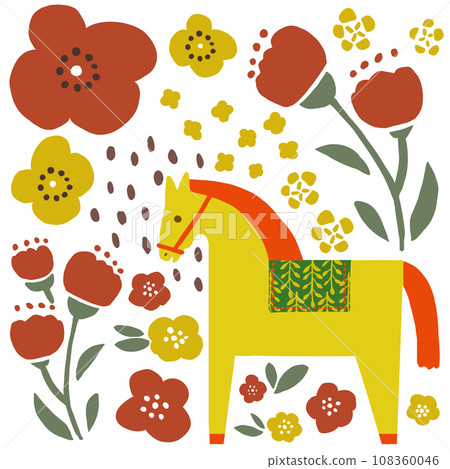 Horses and flowers 108360046