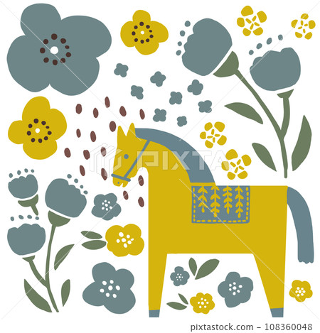 Horses and flowers 108360048