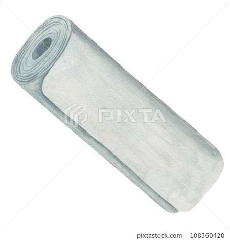 Watercolor illustration of a yoga mat . Hand drawn on a white background. Metallic green color Watercolor illustration of a yoga mat . Hand drawn on a white background. Metallic green color 108360420