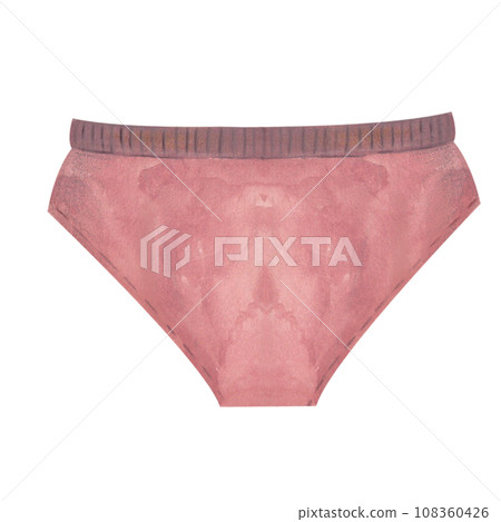watercolor illustration of pink women's panties. clothing for fitness, swimming, training watercolor illustration of pink women's panties. clothing for fitness, swimming, training 108360426