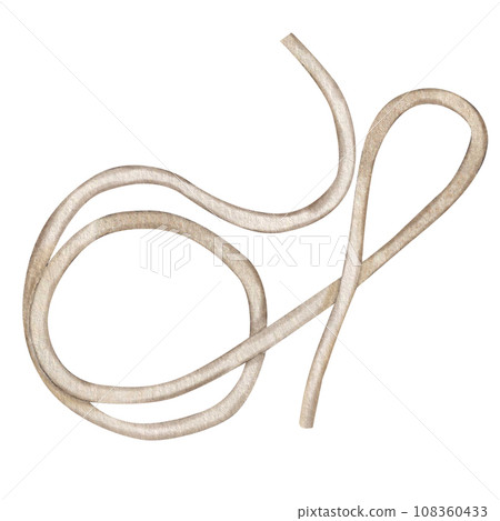 Illustration of rope rolled into knot made from natural materials, drawn in watercolor on white background Illustration of rope rolled into knot made from natural materials, drawn in watercolor on white background 108360433