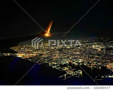 Night view from an airplane/domestic flight Night view from an airplane/domestic flight 108360477