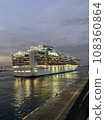 Large passenger ship departs from Yokohama Osanbashi 108360864