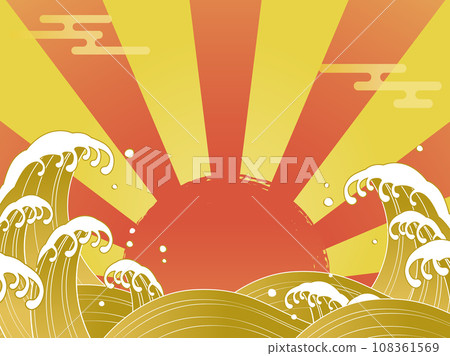 Gold waves and sunrise background material Gold waves and sunrise background material 108361569