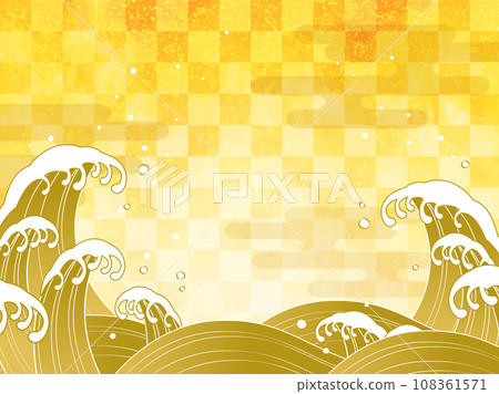 Japanese style background of gold waves - Stock Illustration [108361571 ...