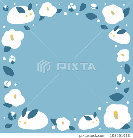 山茶花與雪兔相框素材 山茶花與雪兔相框素材 108361918