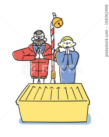 Foreign tourists visiting the shrine illustration material 108362006