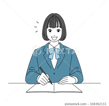 Female student studying with a smile Female student studying with a smile 108362131