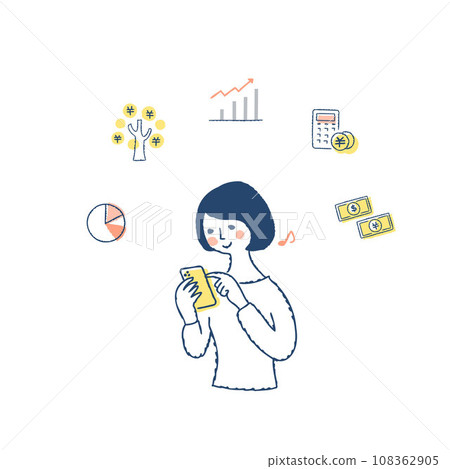 A woman managing assets with a smartphone 108362905