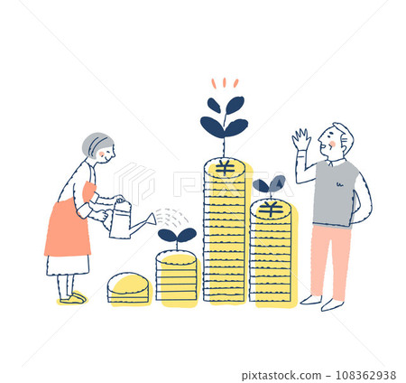 一對年長夫婦的錢穩定增加的圖片 108362938