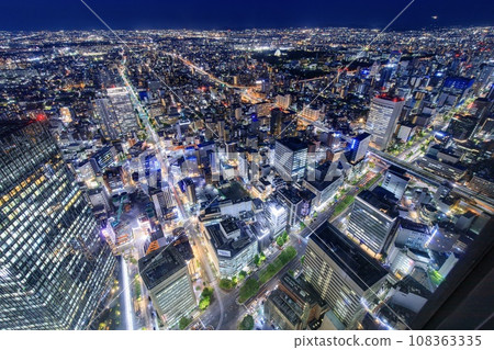 從名古屋市米德蘭廣場(名古屋城方向)看到的名古屋夜景 從名古屋市米德蘭廣場(名古屋城方向)看到的名古屋夜景 108363335