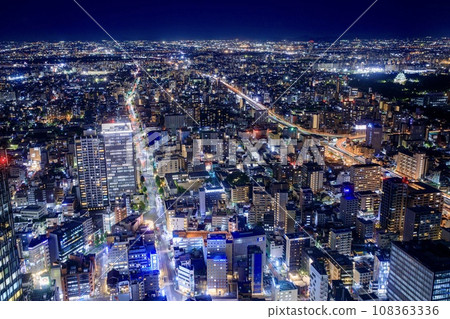 Night view of Nagoya seen from Midland Square, Nagoya City (toward Nagoya Castle) 108363336