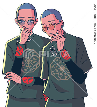 穿著漢服的剃光男孩 108363584