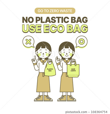 recommended to use a personal eco-bag that can be used several times instead of using a plastic bag that is used once and thrown away recommended to use a personal eco-bag that can be used several times instead of using a plastic bag that is used once and thrown away 108364754