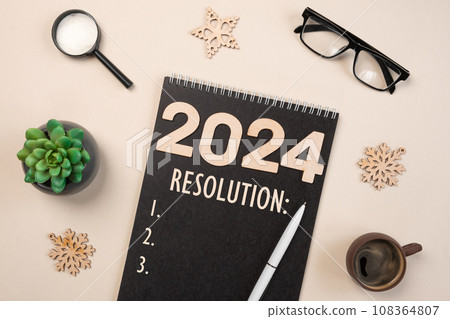 New Year Aims 2024. To Do List. Empty Notebook at the Desk with Holiday Decoration. Top view. Creating Plan, Resolution. New Life, Start Up, Beginning Concept. Business ideas. Goals, action, checklist New Year Aims 2024. To Do List. Empty Notebook at the Desk with Holiday Decoration. Top view. Creating Plan, Resolution. New Life, Start Up, Beginning Concept. Business ideas. Goals, action, checklist 108364807