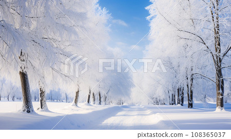 冬季景觀，雪路，自然風光，AI生成影像 108365037