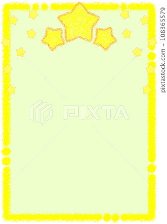 閃閃發光的星星和蠟筆框架[A4，垂直] 108365579