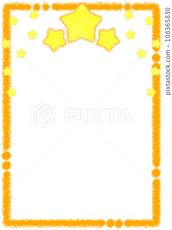 閃閃發光的星星和蠟筆框架[A4，垂直] 108365830