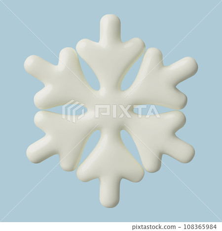 3d minimal white snowflake icon realistic glossy plastic three dimensional winter snow decoration 108365984