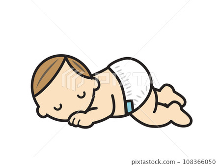baby sleeping in diaper 108366050