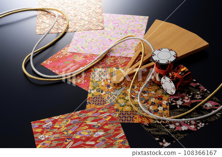 Drum, fan, and chiyogami Drum, fan, and chiyogami 108366167