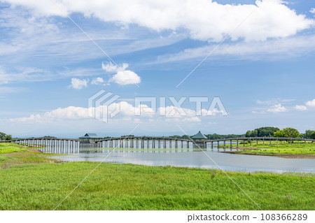 Popular tourist spot in Tsuruta Town, Aomori Prefecture: Tsurunomai Bridge on a clear day Popular tourist spot in Tsuruta Town, Aomori Prefecture: Tsurunomai Bridge on a clear day 108366289