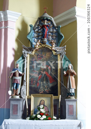 The altar of Saint Barbara in the Parish Church of Saint Martin in Pisarovinska Jamnica, Croatia The altar of Saint Barbara in the Parish Church of Saint Martin in Pisarovinska Jamnica, Croatia 108366324