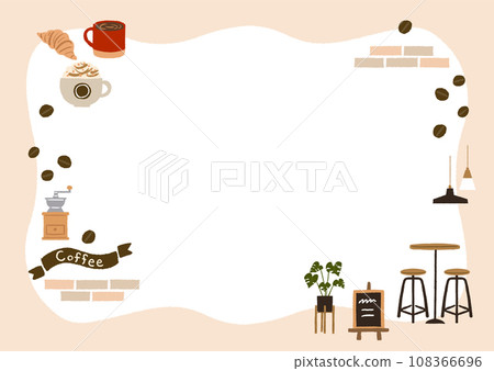 可愛的咖啡館和咖啡圖像插圖框架 108366696