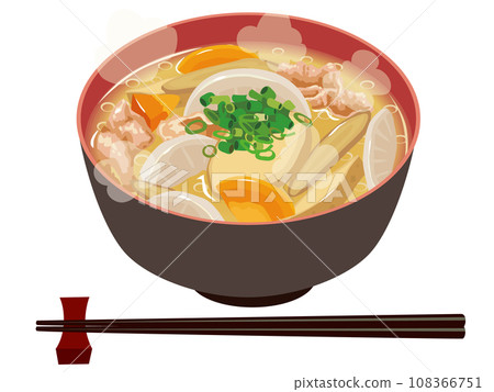 Miso soup with pork and vegetables Miso soup with pork and vegetables 108366751