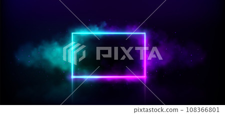 Neon rectangle door light game frame with smoke Neon rectangle door light game frame with smoke 108366801