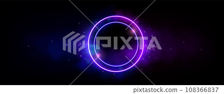 Neon circle frame with smoke cloud light effect Neon circle frame with smoke cloud light effect 108366837