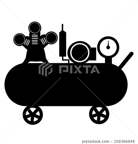 Pressure air compressor icon. Air compressor pneumatic sign. Air pump and compressor logo. flat style. 108366848