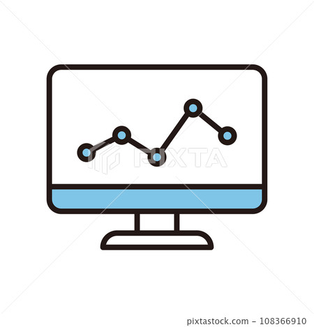 Computer and line graph information icon Computer and line graph information icon 108366910